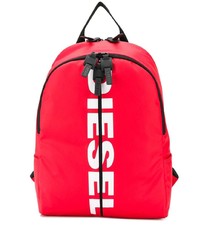 Мужской красный рюкзак из плотной ткани с принтом от Diesel