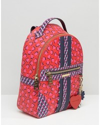 Женский красный рюкзак из плотной ткани с цветочным принтом от Juicy Couture