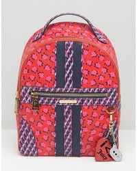 Женский красный рюкзак из плотной ткани с цветочным принтом от Juicy Couture