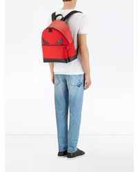 Мужской красный рюкзак с принтом от Fendi