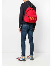 Мужской красный рюкзак с принтом от DSQUARED2
