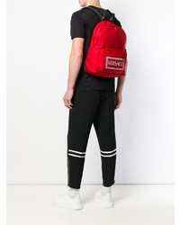 Мужской красный рюкзак с принтом от Versace