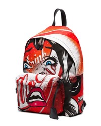 Женский красный рюкзак с принтом от Moschino