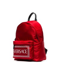 Женский красный рюкзак с принтом от Versace