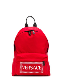Мужской красный рюкзак с принтом от Versace