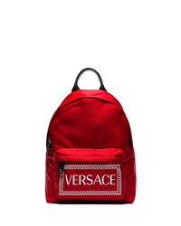Женский красный рюкзак с принтом от Versace