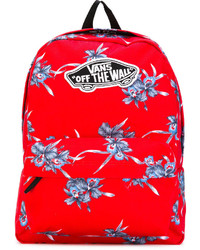 Женский красный рюкзак с цветочным принтом от Vans