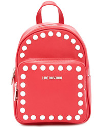 Женский красный рюкзак с шипами от Love Moschino