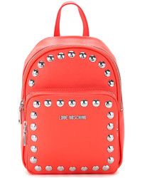 Женский красный рюкзак с шипами от Love Moschino