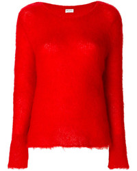 Женский красный свитер из мохера от Saint Laurent