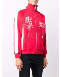 Мужской красный свитер на молнии с принтом от John Richmond
