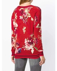Женский красный свитер с v-образным вырезом с принтом от Twin-Set