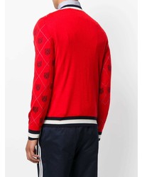 Мужской красный свитер с v-образным вырезом с ромбами от Gucci