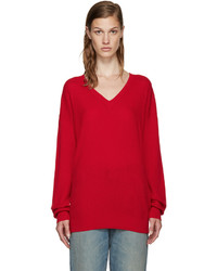 Женский красный свитер с v-образным вырезом от 6397