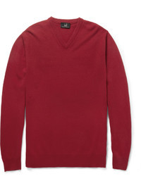 Мужской красный свитер с v-образным вырезом от Alfred Dunhill