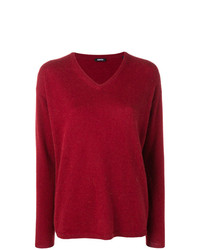 Женский красный свитер с v-образным вырезом от Aspesi