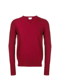 Мужской красный свитер с v-образным вырезом от Ballantyne