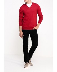 Мужской красный свитер с v-образным вырезом от Celio