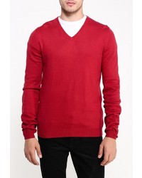 Мужской красный свитер с v-образным вырезом от Celio