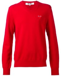 Мужской красный свитер с v-образным вырезом от Comme des Garcons