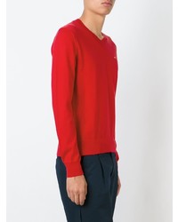 Мужской красный свитер с v-образным вырезом от Comme Des Garcons Play
