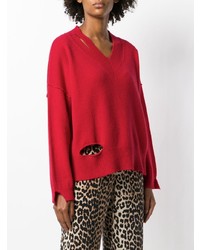 Женский красный свитер с v-образным вырезом от Federica Tosi