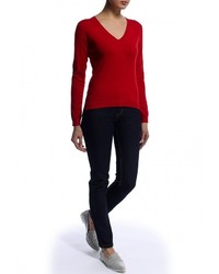 Женский красный свитер с v-образным вырезом от Delicate Love