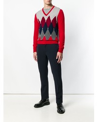 Мужской красный свитер с v-образным вырезом от Ballantyne