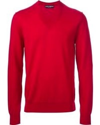 Мужской красный свитер с v-образным вырезом от Dolce & Gabbana