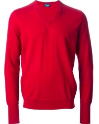 Мужской красный свитер с v-образным вырезом от Drumohr