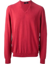 Мужской красный свитер с v-образным вырезом от Fay