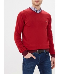 Мужской красный свитер с v-образным вырезом от Felix Hardy