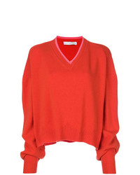 Женский красный свитер с v-образным вырезом от Giada Benincasa