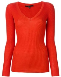 Женский красный свитер с v-образным вырезом от Gucci