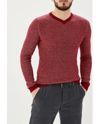 Мужской красный свитер с v-образным вырезом от Hopenlife