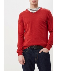 Мужской красный свитер с v-образным вырезом от Kensington Eastside
