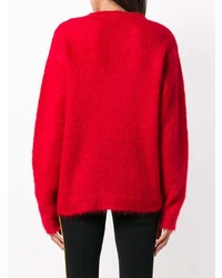 Женский красный свитер с v-образным вырезом от Miu Miu