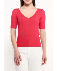 Женский красный свитер с v-образным вырезом от Kruebeck