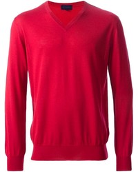 Мужской красный свитер с v-образным вырезом от Lanvin
