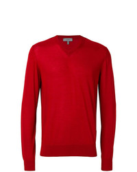 Мужской красный свитер с v-образным вырезом от Lanvin