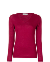 Женский красный свитер с v-образным вырезом от Le Tricot Perugia