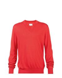 Мужской красный свитер с v-образным вырезом от Maison Margiela