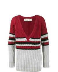 Мужской красный свитер с v-образным вырезом от Martine Rose