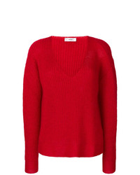 Женский красный свитер с v-образным вырезом от Mauro Grifoni