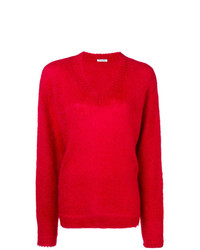 Женский красный свитер с v-образным вырезом от Miu Miu