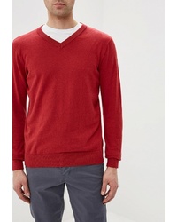 Мужской красный свитер с v-образным вырезом от Modis