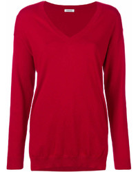 Женский красный свитер с v-образным вырезом от P.A.R.O.S.H.