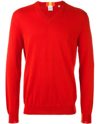Мужской красный свитер с v-образным вырезом от Paul Smith