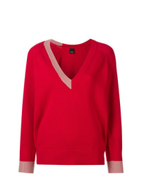 Женский красный свитер с v-образным вырезом от Pinko