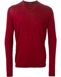 Мужской красный свитер с v-образным вырезом от Pringle
